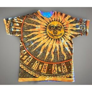 Vtg 1992 Grail Sun & Moon Liquid Blue T-Shirt Size XL Cotton Single Stitch  FLAW